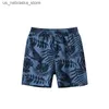 T-shirts 2024 Summer New Beach Set for Boys Coconut Tree Print Short Sleeve T-Shirt + Shorts Childrens Clothing Leaf Pattern Kids Outfit Q240418