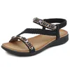 Gai Boheemse sandalen vrouwen slippers zomer wig gladiator zwart witte sandaal dames elastische strandschoenen snaar kraal