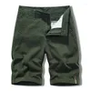 Shorts masculinos de verão cargo casual masculino de estilo japonês calça de trabalho de joelho reto de joelho algodão lazer respirável masculino