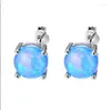 Boucles d'oreilles à goujons Opal-Arigues Natural Aquamarine 925 STERLING Silver Charm Blue Oval Gem Stone Mignon pour les femmes