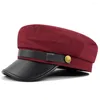 Берец Британский стиль военно -морской кепка плоская армия восьмиугольные шляпы верхние шляпы Берета Salior теплый пик