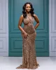 2024 Luxury Plus Size Aso Ebi Prom Dresses for Black Women Evening Formal Gowns One Shoulder Beaded Lace Beading Illusion Birthday Party Dress Reception Gown AM725