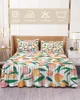 Saia de cama pêssego flores folhas frutas aquarela elástica colaborada colaboração com travesseiros colchão capa de cama folha de cama