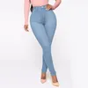 Jeans femininos Sexy Mulheres Blue Slim Skinny Jeans Alta cintura elástica elástica Lápis Lápis Ponta de rua Teclas apertadas