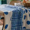 Table Cloth Cotton Linen Rectangle Tablecloth Geometric Tassel Wrinkle Free Kitchen Dust-Proof Waterproof Resistant Washable