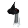 Beret Black Witch Hat na Halloween Elegancki czarodziej