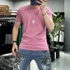 Men's T Shirts Short Sleeved T-shirt Slim Korean Breathable Small Logo Simple Pink Male Tees Plus Size 7xl Causal Daily Homme Wear Tops