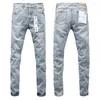 Herr jeans lila varumärke high street mens mode monogram tryck byxor stilfull denim