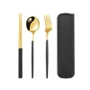 Dinnerware Sets 1PC Stainless Steel Student Portable Tableware Portuguese Fork Spoon Chopsticks Set Outdoor Thre