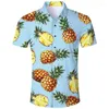 Chemises décontractées pour hommes Unisexe Hawaiian Fruit 3D Pineapple pastèque 2024 Summer Summer Summer Soules à manches