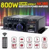 Amplificador AK380 800W Bluetooth amplificador HiFi Audio Karaoke Home Theater Amplifier 2 Channel Classe D Amplificador USB SD AUX Input