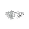 Cluster -Ringe zierlich Design 925 Sterling Silber Rhodium plattiert offen verstellbarer Schmetterlingsblume 5A Zirkon Schmuck Schmuck