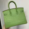 Designer BK25 Acqua Domestica tinta tinta Matt Crocodile Pinza da donna Borsa a mano cucire a mano Avocado Bage4KU Green