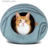 Carrier de gato Crates Houses Premium Felt Cat Bed Cave - Feito à mão 100% Merino Wool Bed para gatos e gatinhos L49