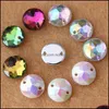 Lösa diamanter 300 st/parti 10mm Crystal AB Color Superior Acrylic Flat Back Round Shape Rhinestone Flatback Pärlor Sy på 2 -håls ZZ4 DRO OTFQ7