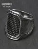 Solid 925 Silver Rings Cool Retro Vintage Turkish Ring Wedding Jewelry For Men Black Zircon Stone Curved Design Comfortable Fits 16105356