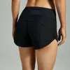 Accélérez les courts sports courts doublés de grande hauteur shorts de sport féminins à séchage rapide des vêtements de course en vrac Back Zipper Pocket Fitness Yoga Short 008