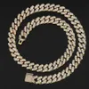 Smycken 12mm Flip Buckle Single Row Zircon Cuban Chain Hip-Hop Necklace Trendy Märke Personliga män
