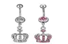 D0698 2 Färger Crown Clear Navel Belly Button Ring Piercing Body Jewlery 1611582028003