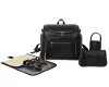 Bags Diaper Bag Backpack Multifunction Leather Travel Bag Large Capacity Organizer Black Color