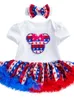 Independence American Day Baby Clothing Short Sleeved Jumpsuit, Baby Dress, Printed Star Dress, kan mönstras