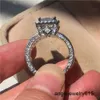 925 Sterling Silver Band Ring Princess Cut Rings Wedding Rings 3CT Laboratório Diamante Jóias de luxo para mulheres Aniversário de noivado de mulheres