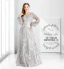 Party Dresses Muslim Evening Dress Gray Luxury Long Sleeve 2024 Dubai Sequin For Women Wedding Prom HO1069