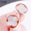 Kolczyki stadninowe Suqi Fashion Shell Kolor szkliwa ze stali nierdzewnej Nietoksyczne nietoksyczne, które niechętnie paznokcie paznokcie biżuteria dla kobiet 2024