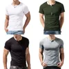 Henley Men's T Shirt Fitted Dress Sleeve Tops for Men Shirts Cotton Casual Bodybuilding Fiess T-shirt T-shirts ops s -shirt -shirts