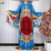 Этническая одежда 2024 Летняя вечеринка в Дубае с коротким рукавом женские платья с большим шарфом африканского африканца Дашаки Хлопко