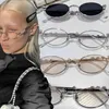 Zonnebrillen trendy strass diamanten bling heldere tinten mode kleine metalen ovaal vrouwen mannen bril frames unisex