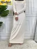 Etnik Giyim Mütevazı Abaya Femme Rahat Vestto Kaplumbağa Boyun Hicam İç Elbise Müslüman Kadınlar MAXI ROBE KAFTAN Türkiye Kaftan İslami Giyim D240419