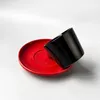 Caffettiere classiche rosse e neri a tazza di colore manico per latte in ufficio per ufficio cucina da cucina bere con cucchiaio box