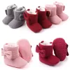 Baby Anklecovered Boots Cute Bowknot Warm Lining Winter Infant First Walking Shoes for Girls Soft Cotton Sole Likes 240415