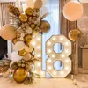 91.5cm Giant Figure Balloon Filling Box with Lights 1st Birthday Balloon Number 30 40 50 Balloon Frame Wedding Decor Baby Shower 240419