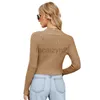 Women's T Shirt sexy Tees Early Autumn New Short Top Solid Color Long Sleeve Slim Fit Sweater Cardigan Sexy Naked Knit Plus Size tops