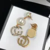 Mode Pearl Crystal Letter Pendant oorbellen Dames 14K Gold Brass Luxury Designer Oorringen Dames Wedding Party Kerstcadeau Sieraden Hoge kwaliteit met doos