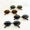 Дизайнерские женские солнцезащитные очки овальные рамы металлические солнцезащитные очки с зеленой линзой ретро маленькие круглые солнцезащитные очки