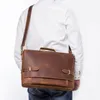 Briefcases Retro Men's Leather Business Briefcase Men Large-capacity Handbag Male Shoulder Cross Computer Bags Crazy Horse