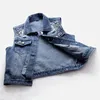 Kvinnors västar Kvinnor väst vintage pärlstav denim väst för lapel med hopp streetwear stil fast färg hösten vår mode