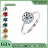 Solitaire Ring N GRA Certified 1CT Moissanite Ring Adjustable VVS1 Lab Diamond Solitaire Ring for Women Engagement Wedding Zircon Jewelry d240419