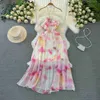 Основные повседневные платья летние сладкие vestidos de mujer tie-dye print 3d цветочная шейка без спины жены элеганты.