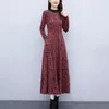 Casual Dresses Printed Dress Long Sleeve Maxi With A-line Silhouette Pockets For Autumn Winter Women's Fashion