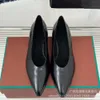 Casual Shoes Dress Spring Autumn French Women's Pointed Flat Bottom V-mouth Style Brown Oil Wax Leather Mid Heel