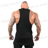 メンズTシャツNew Guys Gym Gym Clothing Cottonprinted Training Singlets Bodybuilding Tank Top Mens Mens Slveless TシャツスポーツベストT240419