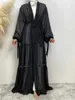 Roupas étnicas pérolas de chiffon tie tie design cardigan túmulo modesto muçulmano dubai elegante kimono vestido abaya corban eid mulher d240419