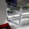 Creative Book Shape Vase Flat Transparent Acrylic Vase Modern Hydroponic Flower Vessels Home Office Table Ornaments Decorations 240415