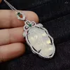 Hänge halsband grossist silverpläterad inlagd grön chalcedony blad vit hästmaterial agat jade litet halsband gif