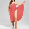 فساتين غير رسمية أساسية 2023 بالإضافة إلى الحجم الصيفي شاطئ مثير امرأة نقية ألوان حبال غلاف تنورة بيكيني تغطية حتى تنورة فستان الشاطئ 240419