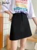 Jupes Summer High Taist Slim Jupe denim femme simple Basic Couleur solide Black Street Chic A-line Femme